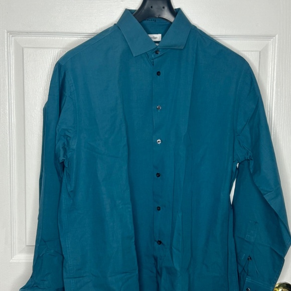 Calvin Klein Men’s Teal Dress Shirt 17/34-35 Regular Fit – New - Picture 4 of 7